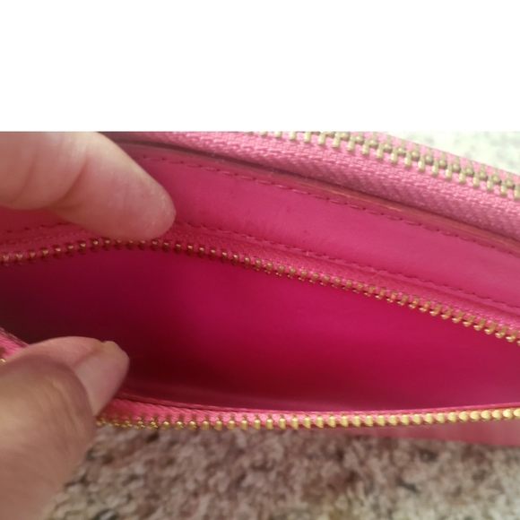 Rebecca Minkoff Pink Leather Wallet Zip Goldtone Rivets Studded Coin Purse Cute - Picture 8 of 15